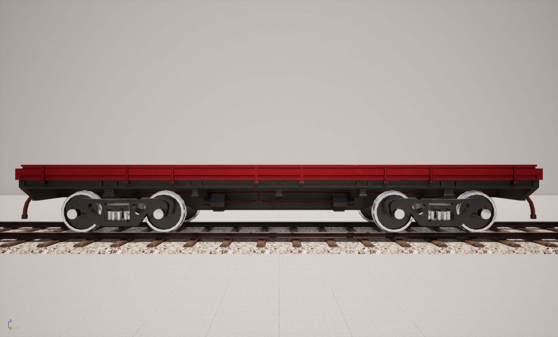 Animated game-ready Flatcar Low-poly 3D model_5