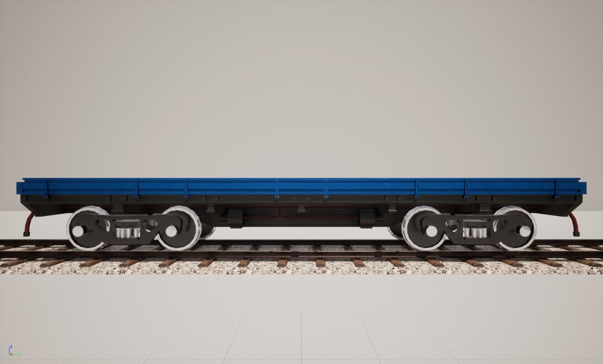 Animated game-ready Flatcar Low-poly 3D model_3