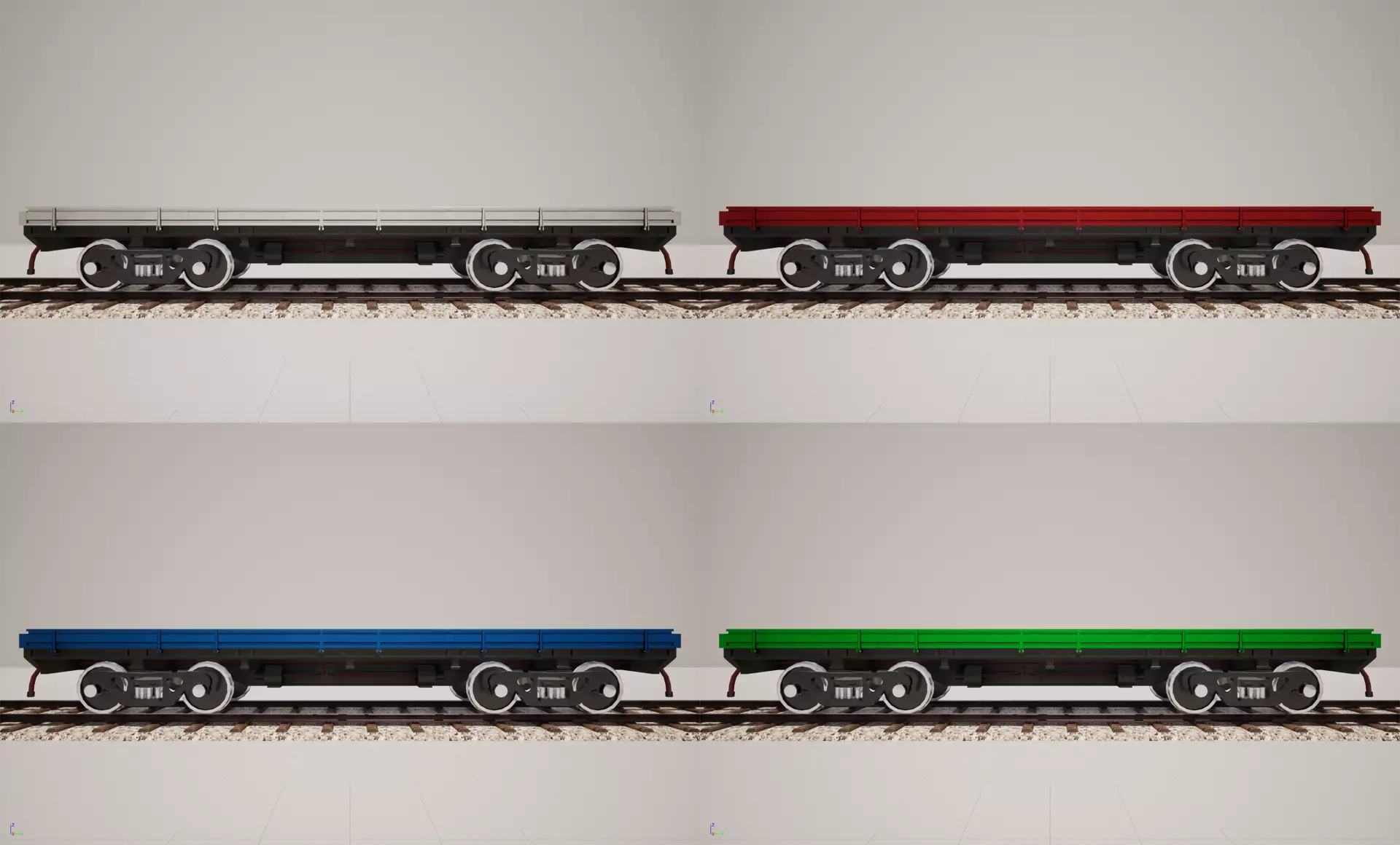 Animated game-ready Flatcar Low-poly 3D model_0