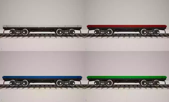 Animated game-ready Flatcar Low-poly 3D model