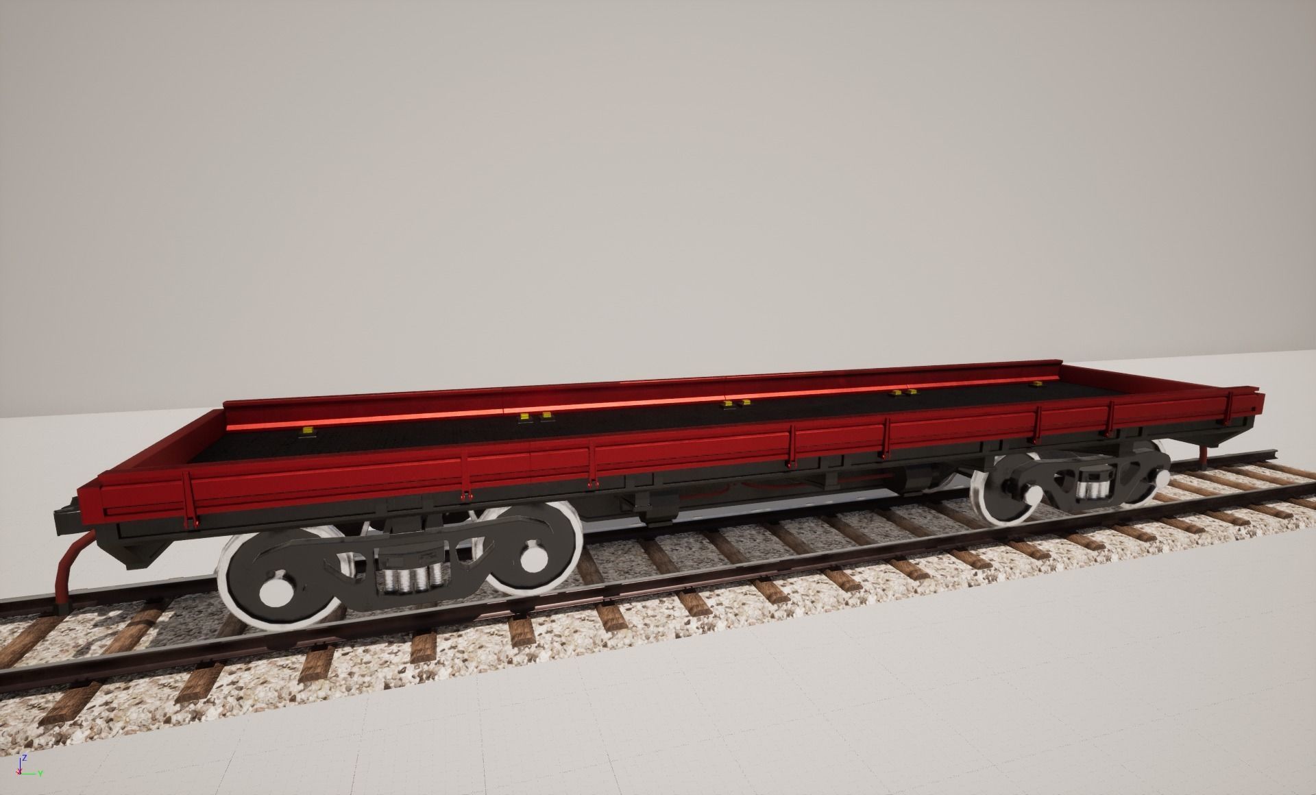 Animated game-ready Flatcar Low-poly 3D model_7