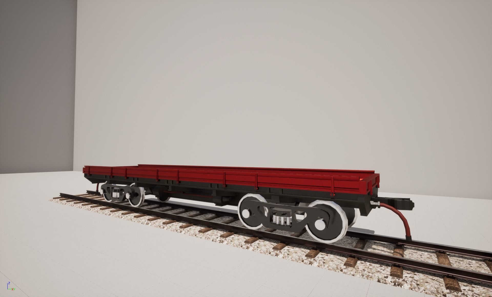 Animated game-ready Flatcar Low-poly 3D model_6
