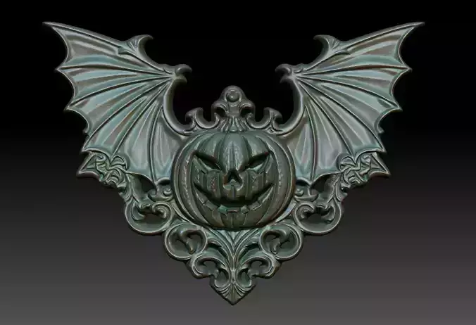 Halloween Pumpkin Bas Relief Pendant 08 231016 3D print model
