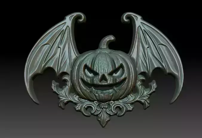 Halloween Pumpkin Bas Relief Pendant 07 231016 3D print model