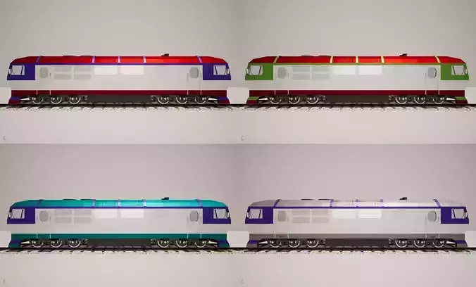 Animated game-ready Locomotive Low-poly 3D model