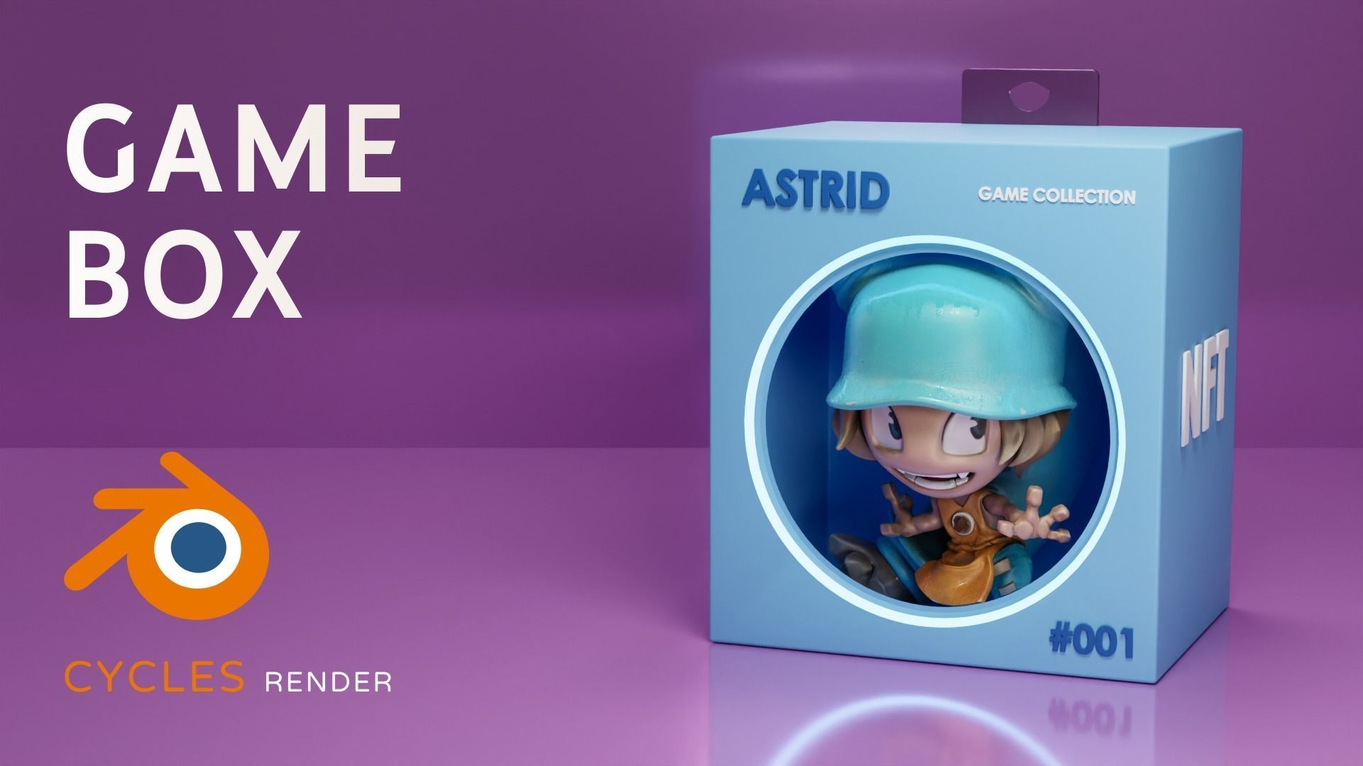 Blue Game box Blender template Cycles render 3D model_5