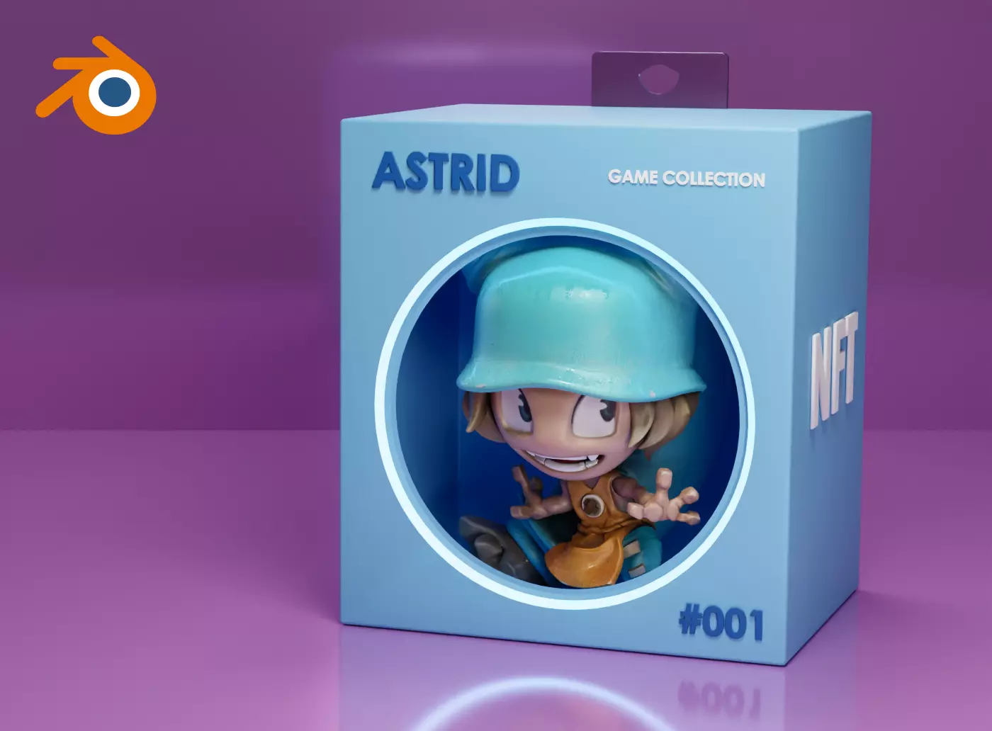 Blue Game box Blender template Cycles render 3D model_0