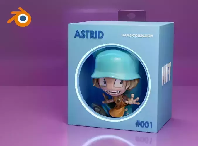 Blue Game box Blender template Cycles render 3D model