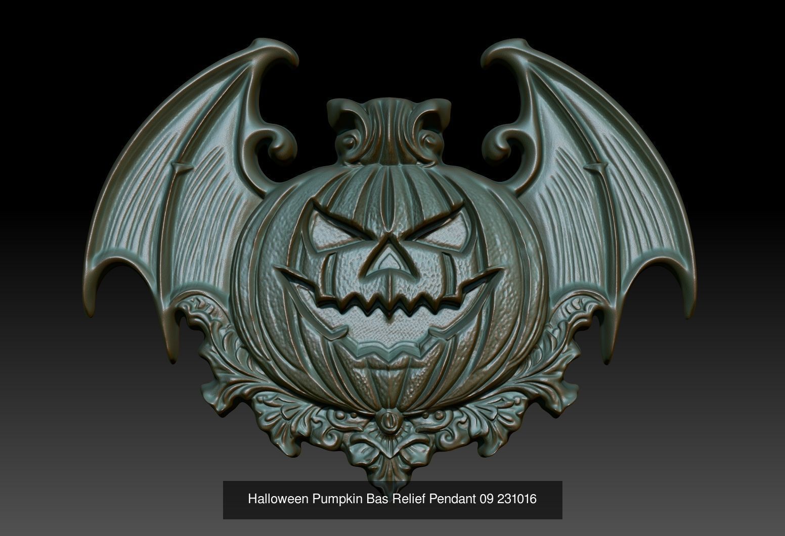 12 Halloween Pumpkin Bas Relief Pendant 231016 3D Model Collection_10