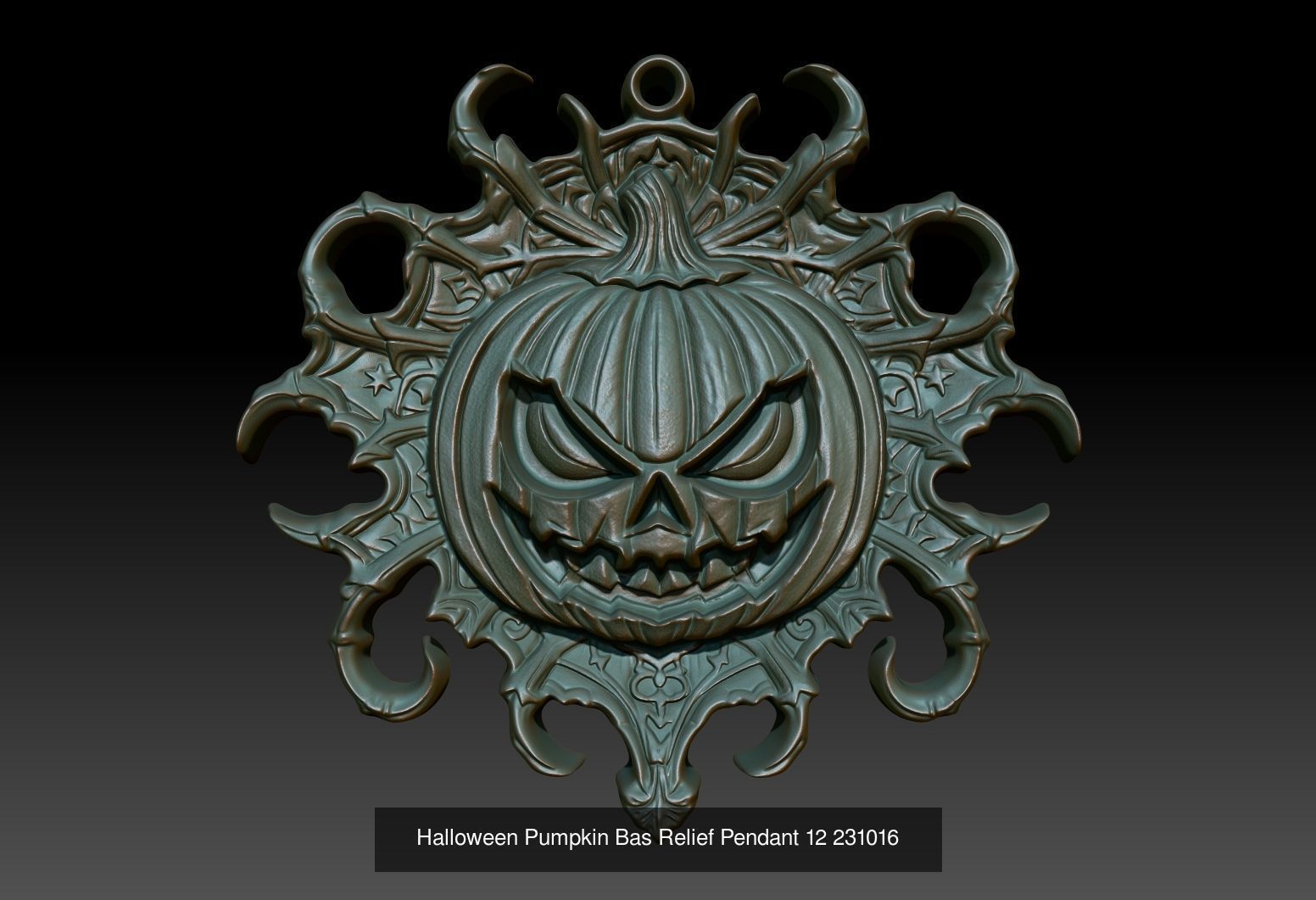 12 Halloween Pumpkin Bas Relief Pendant 231016 3D Model Collection_7