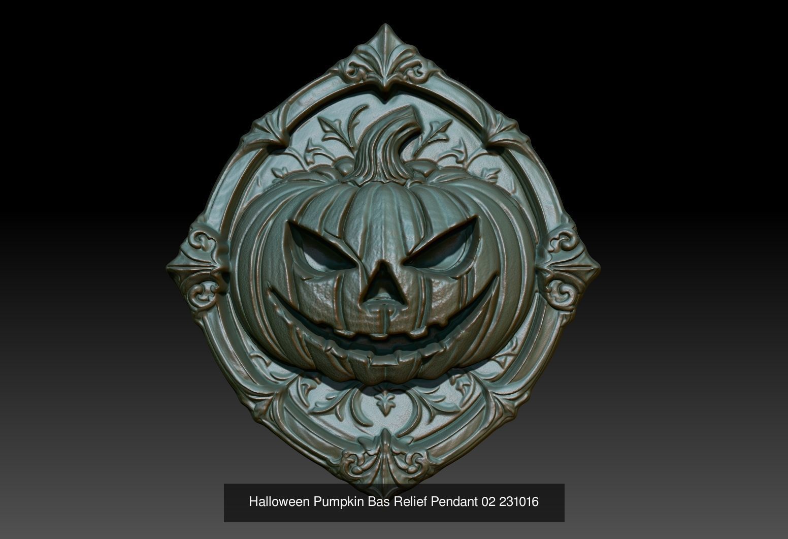 12 Halloween Pumpkin Bas Relief Pendant 231016 3D Model Collection_5