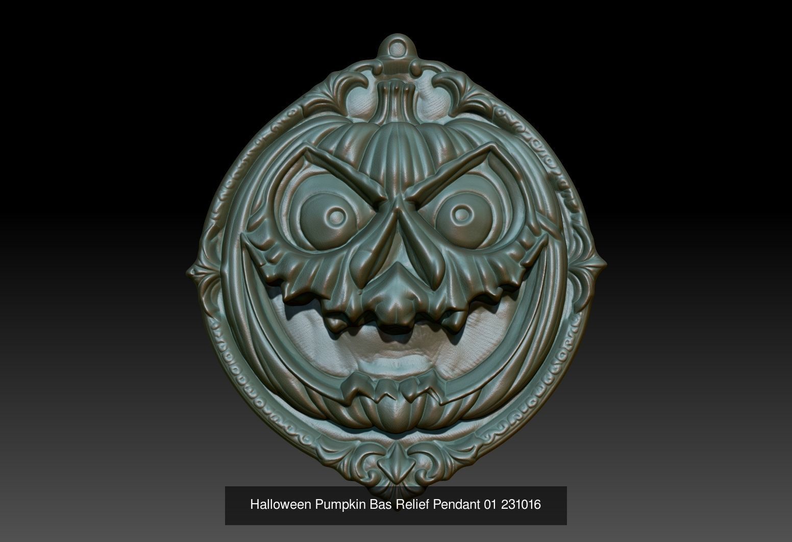 12 Halloween Pumpkin Bas Relief Pendant 231016 3D Model Collection_6