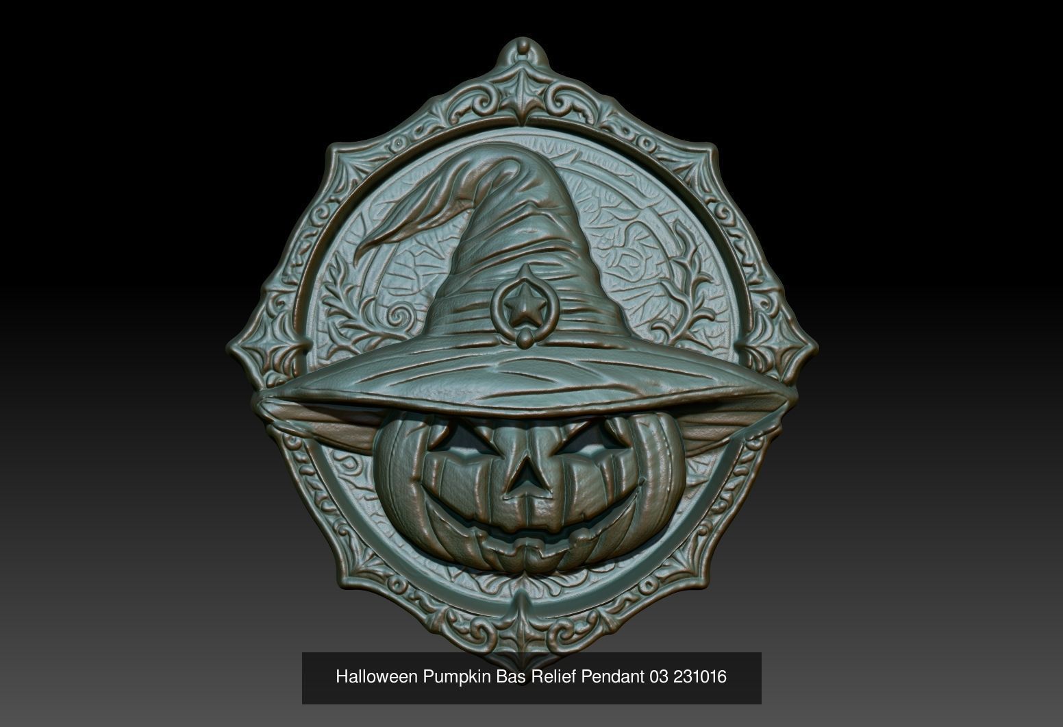 12 Halloween Pumpkin Bas Relief Pendant 231016 3D Model Collection_4