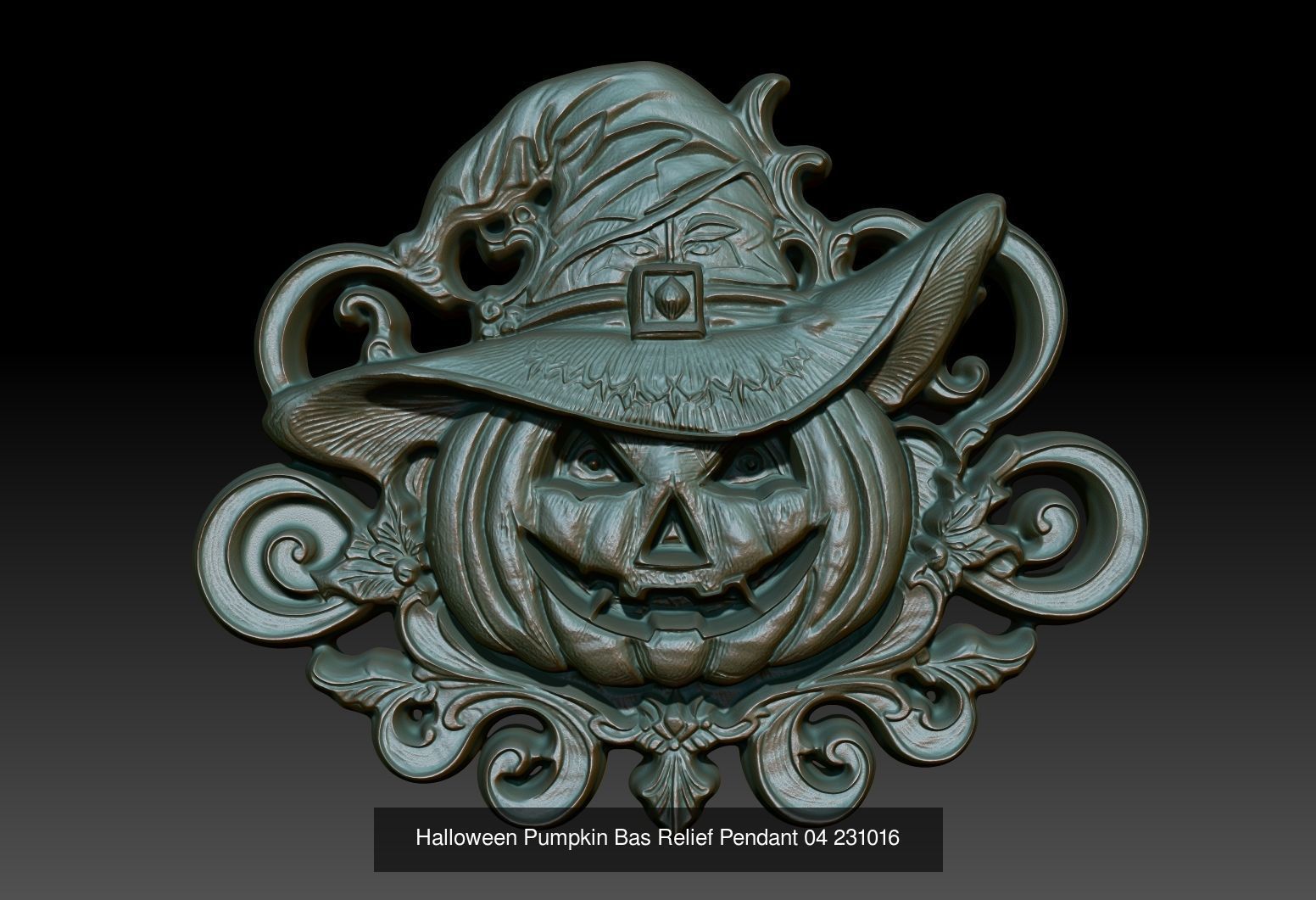 12 Halloween Pumpkin Bas Relief Pendant 231016 3D Model Collection_3