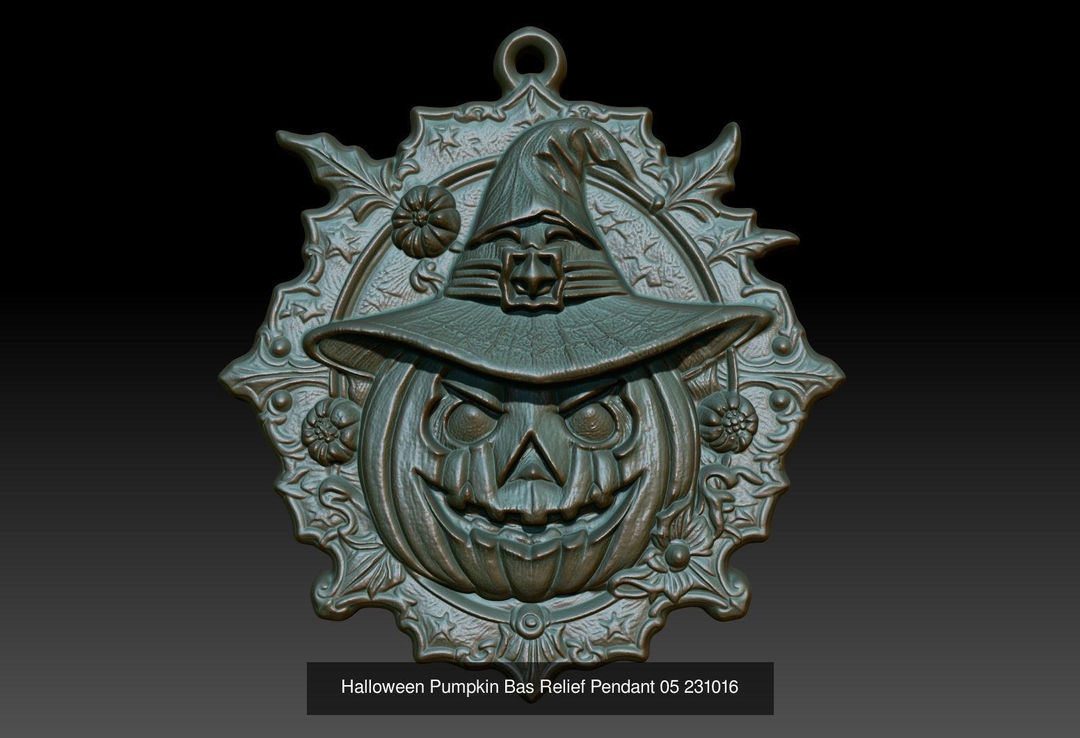 12 Halloween Pumpkin Bas Relief Pendant 231016 3D Model Collection_2