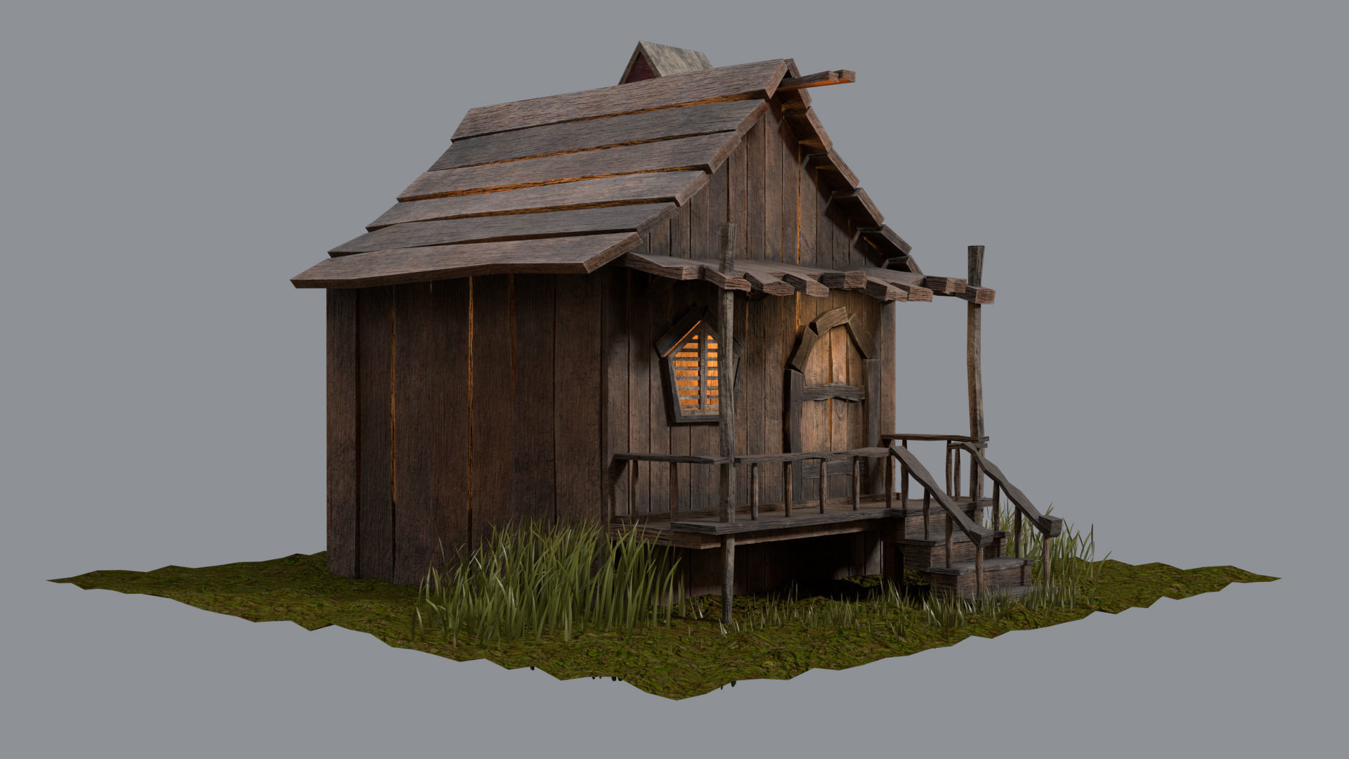 OLD HUT Low-poly 3D model_2