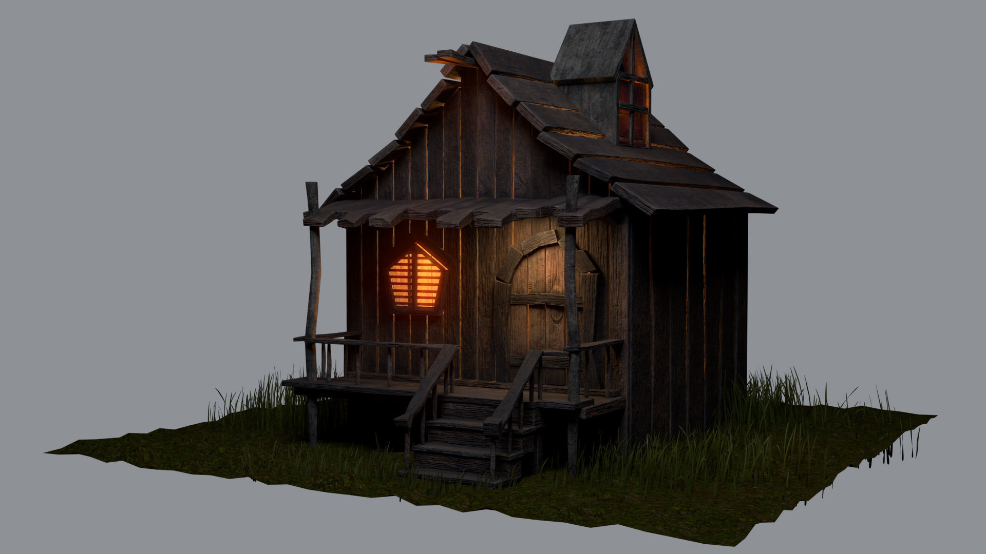 OLD HUT Low-poly 3D model_3
