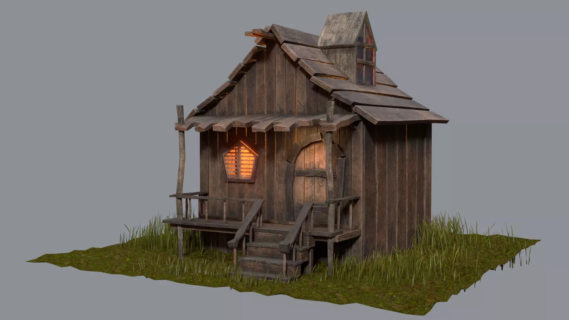 OLD HUT Low-poly 3D model_0
