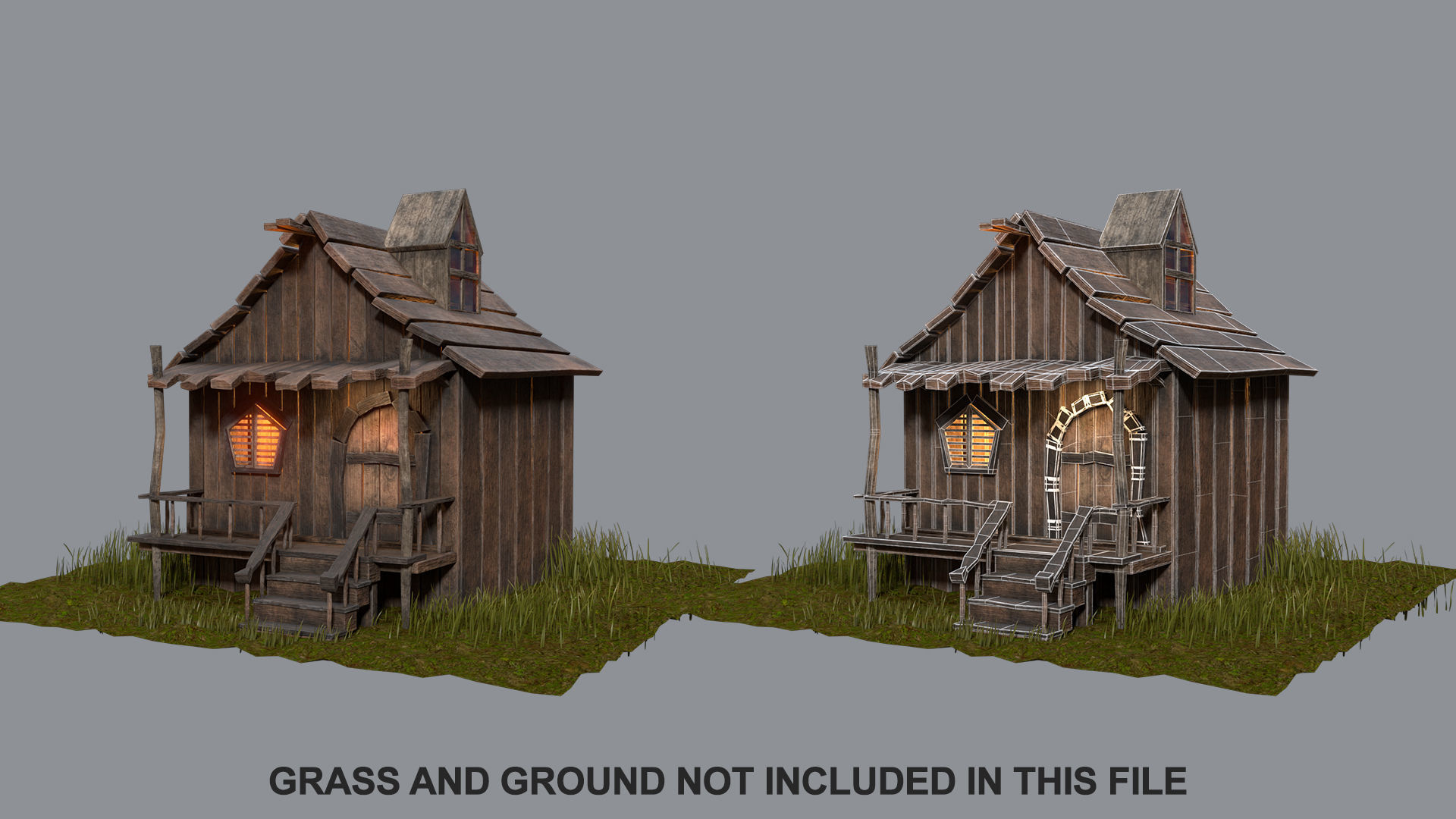 OLD HUT Low-poly 3D model_1