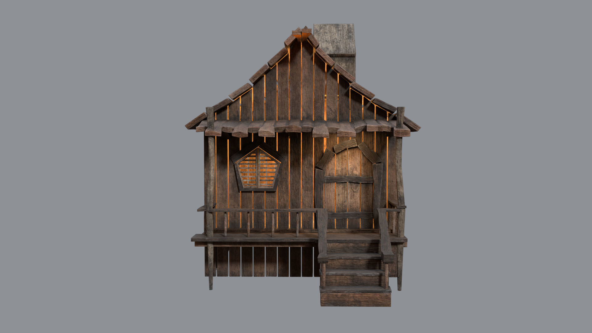 OLD HUT Low-poly 3D model_5
