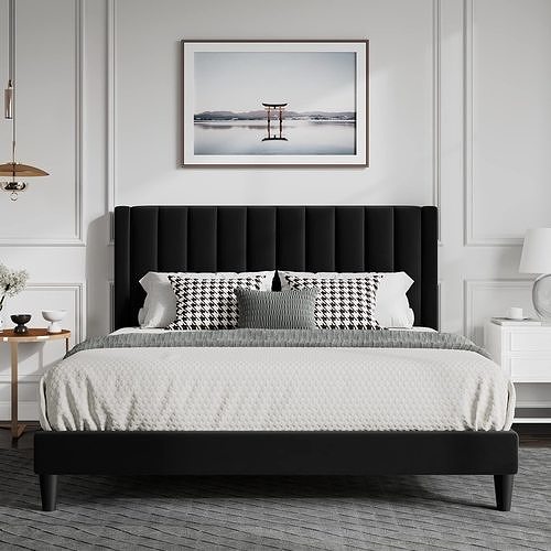 King size velvet platform Bed  3D model
