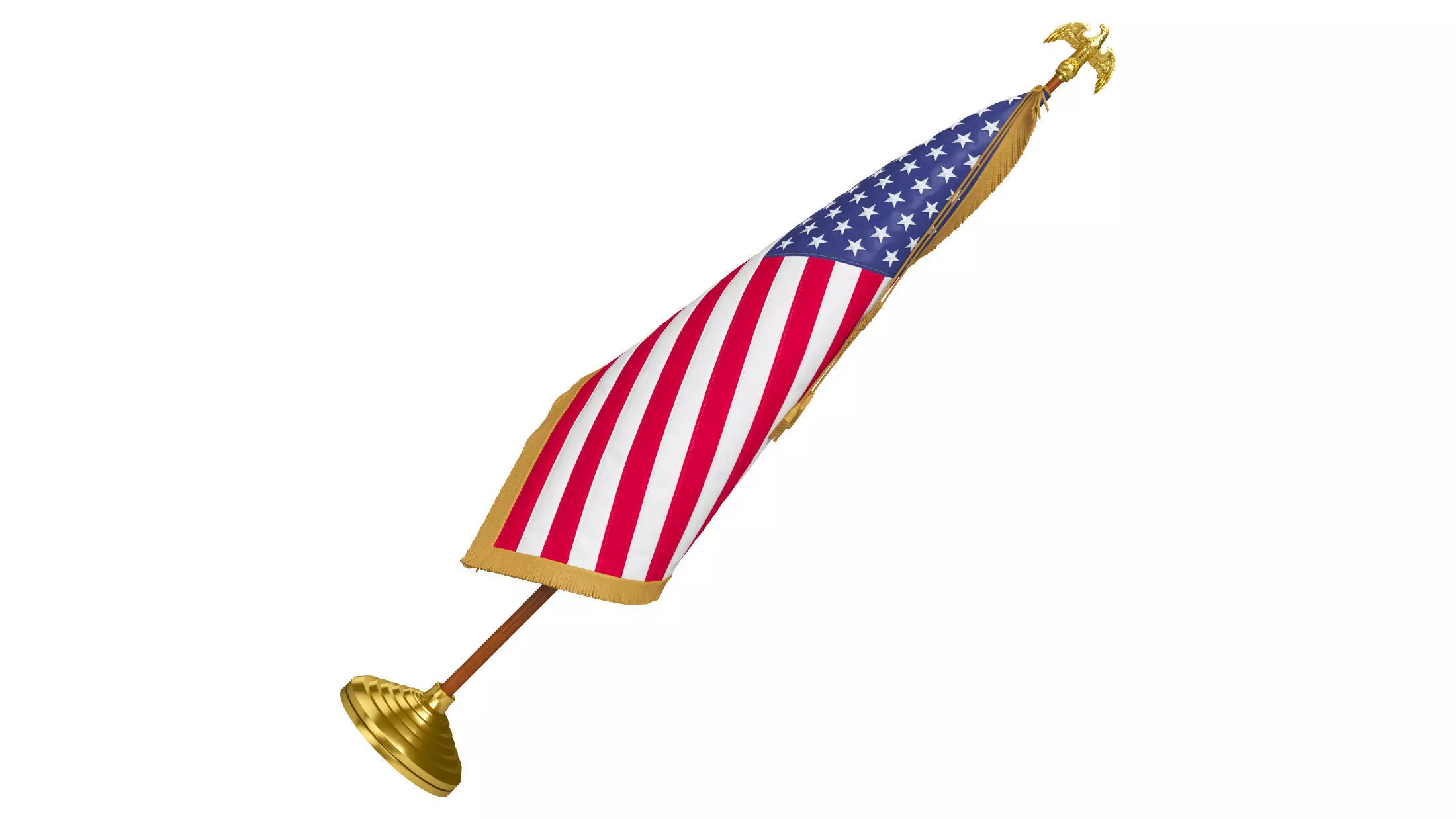 American Flag Indoor with Pole Eagle Topper 3D model_0