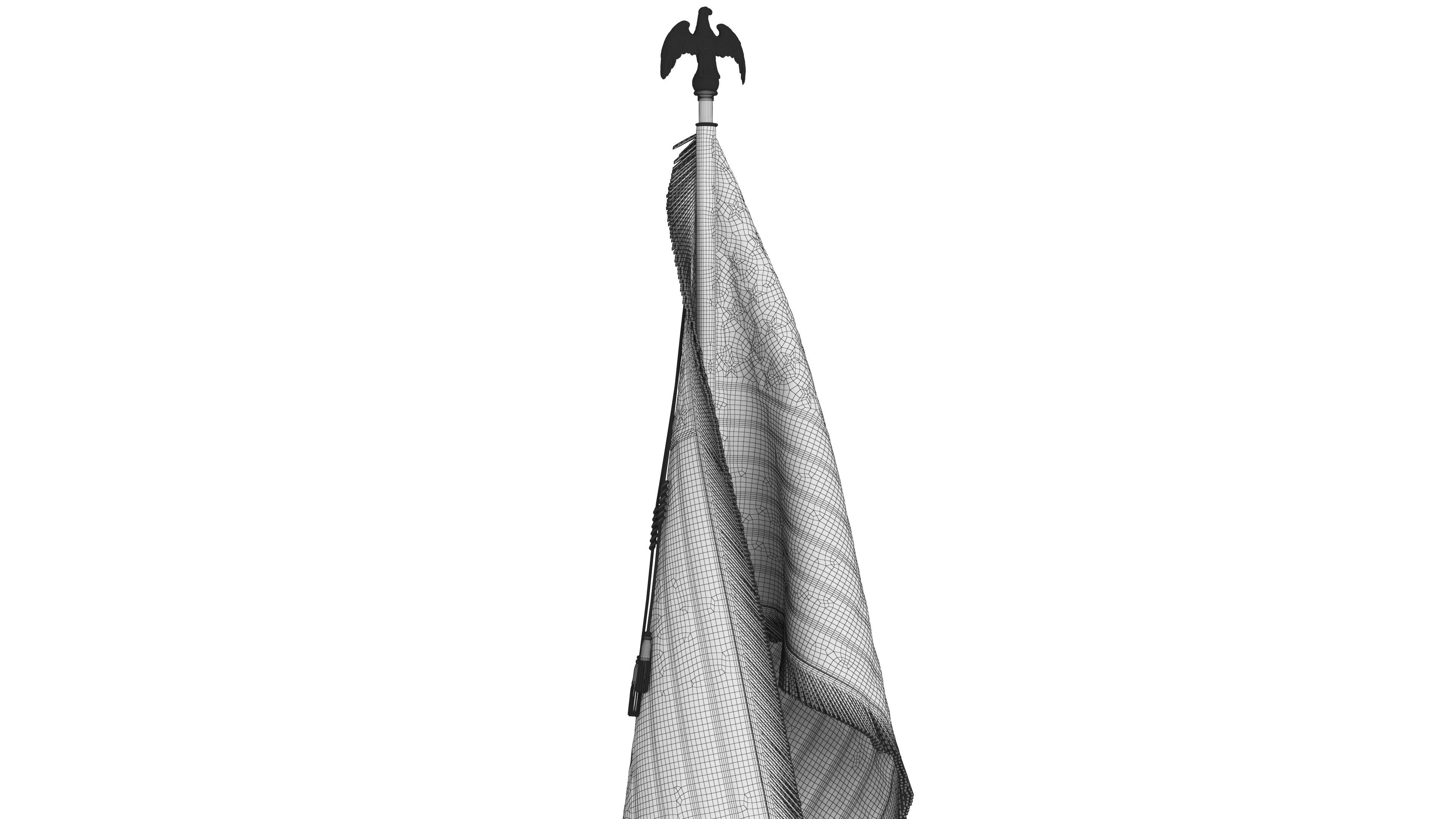 American Flag Indoor with Pole Eagle Topper 3D model_16