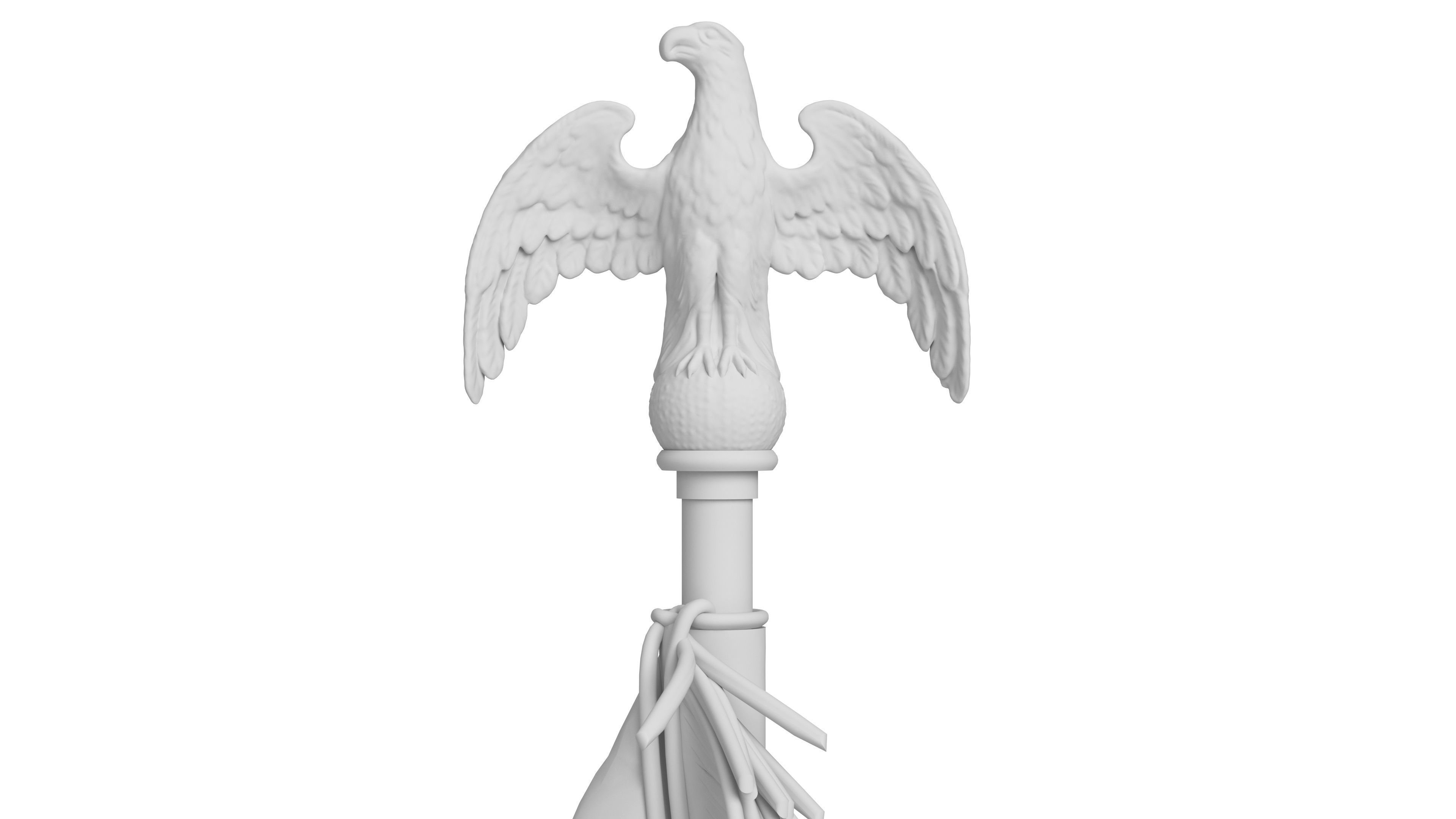 American Flag Indoor with Pole Eagle Topper 3D model_14