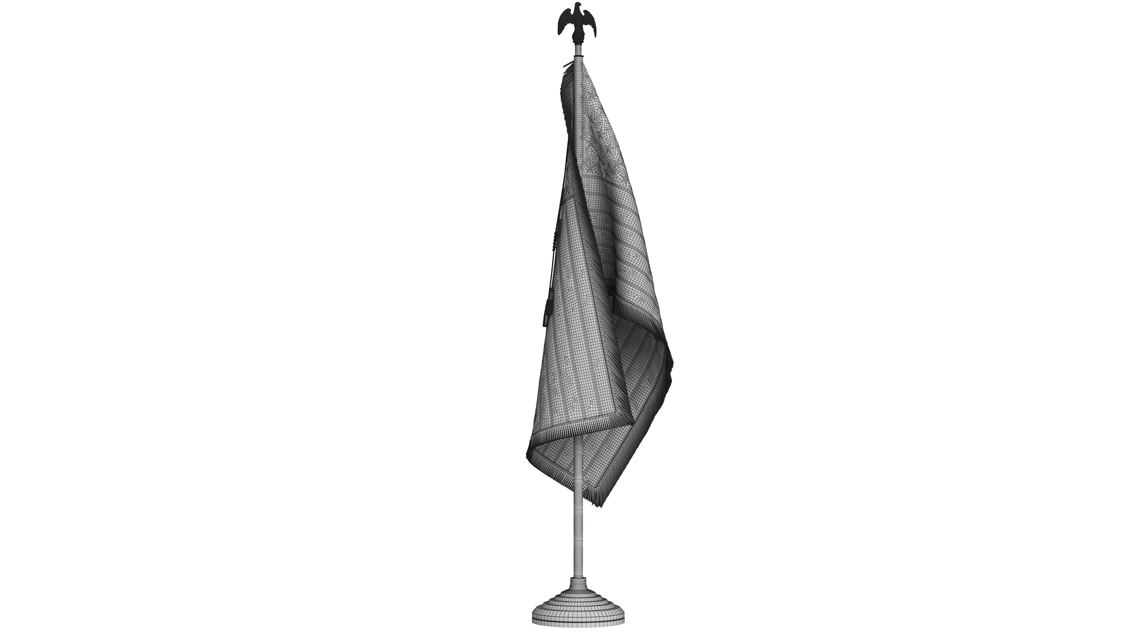 American Flag Indoor with Pole Eagle Topper 3D model_13