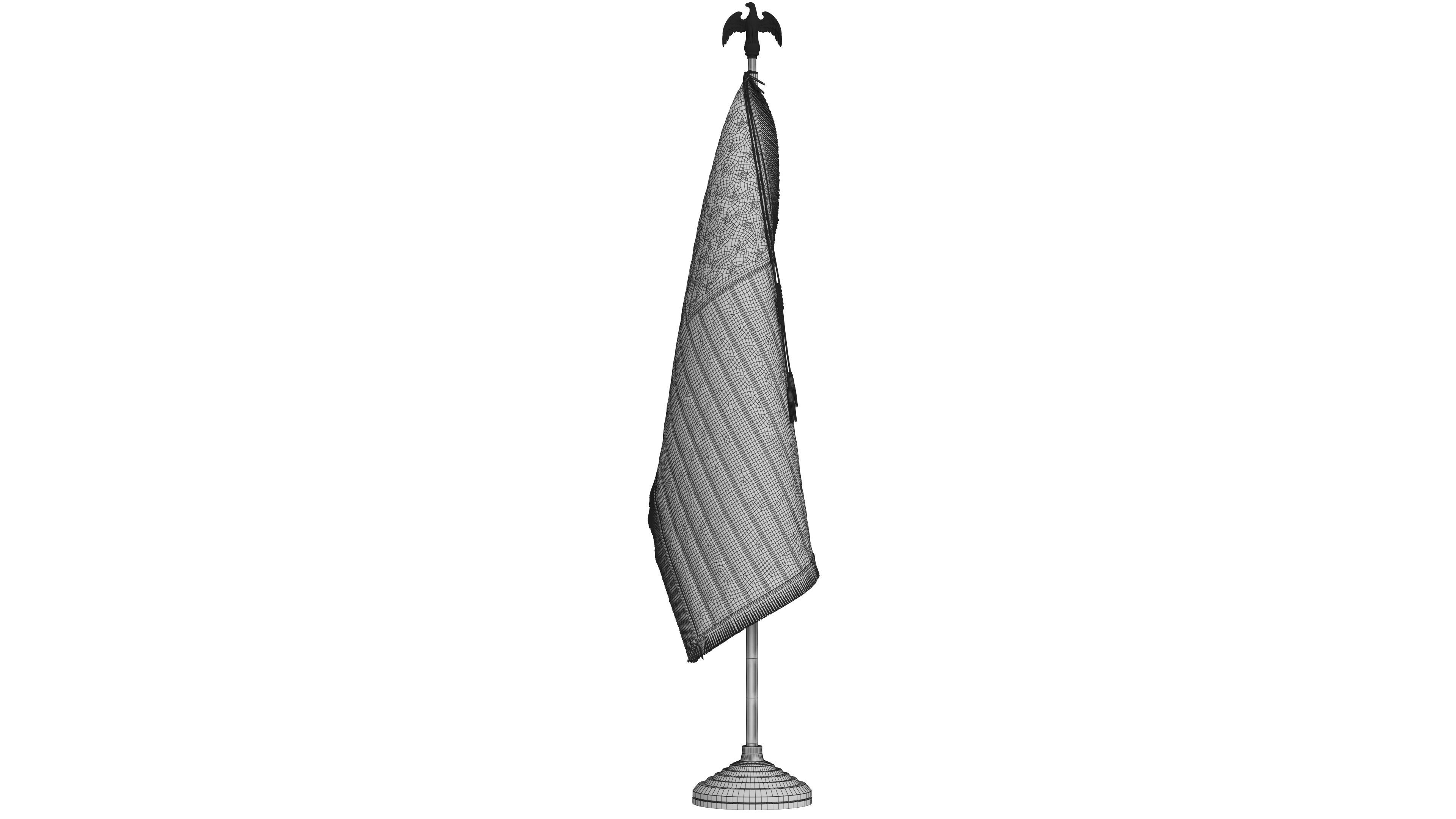 American Flag Indoor with Pole Eagle Topper 3D model_11