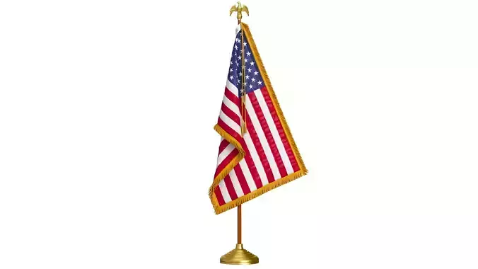 USA Flag Indoor with Pole Eagle Topper