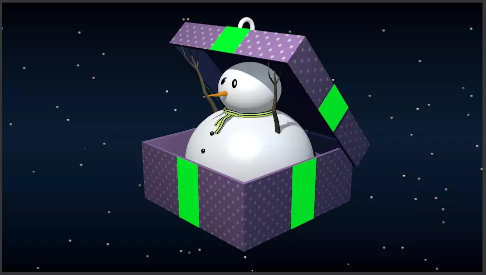 Snowman in gift box 3D print model_0