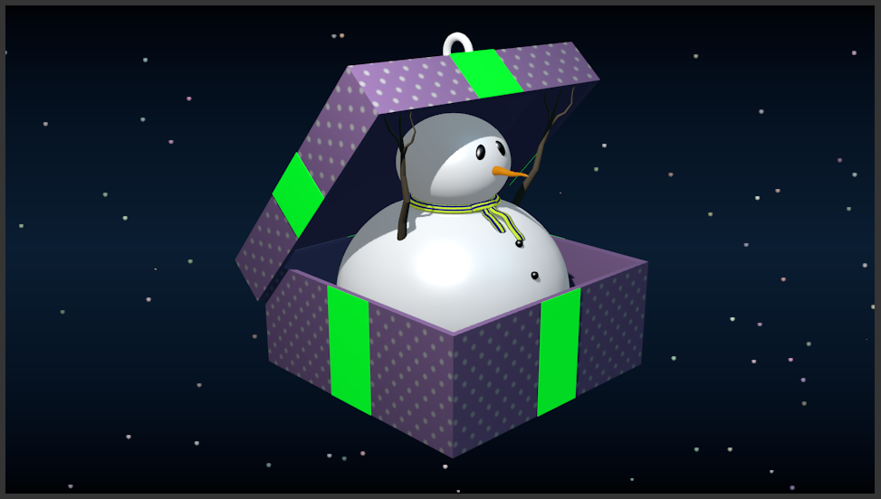 Snowman in gift box 3D print model_2