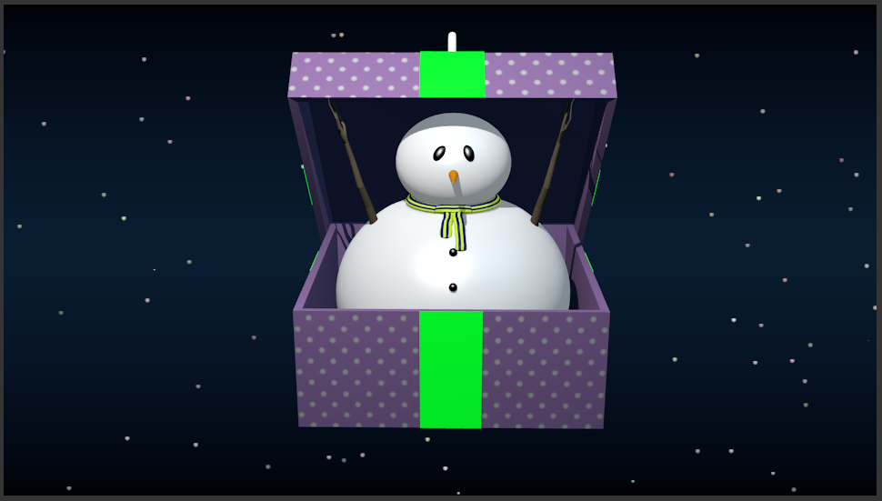 Snowman in gift box 3D print model_1