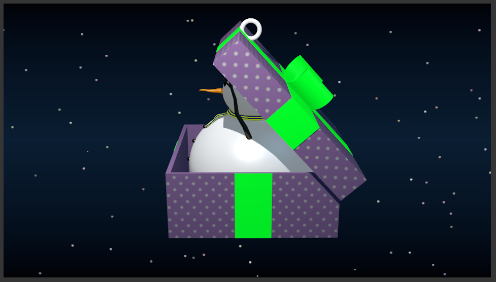 Snowman in gift box 3D print model_6