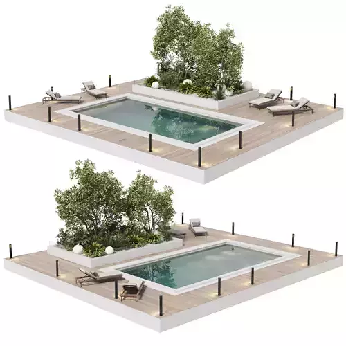 Landscape furniture with Pool with a garden of plants