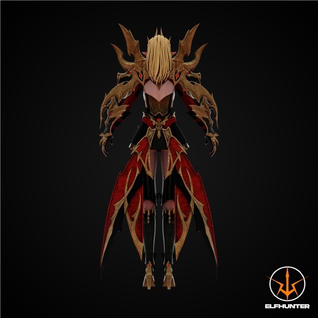 EXCLUSIVE ELF HUNTER EDITION RIGGED CHARACTER ELF DRACONIC Low-poly 3D model_4