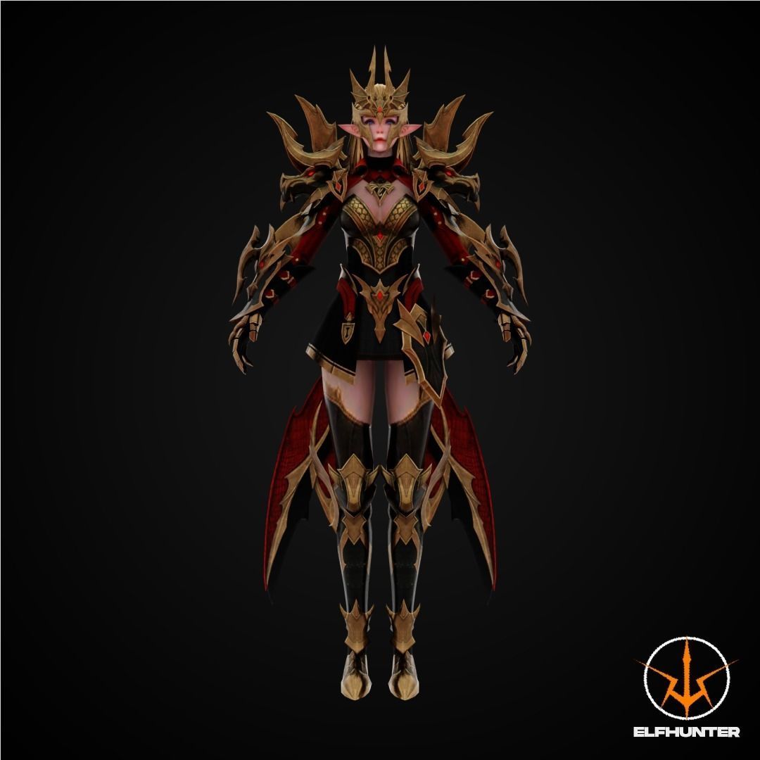 EXCLUSIVE ELF HUNTER EDITION RIGGED CHARACTER ELF DRACONIC Low-poly 3D model_2