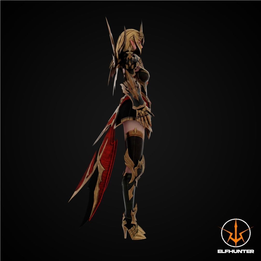 EXCLUSIVE ELF HUNTER EDITION RIGGED CHARACTER ELF DRACONIC Low-poly 3D model_3