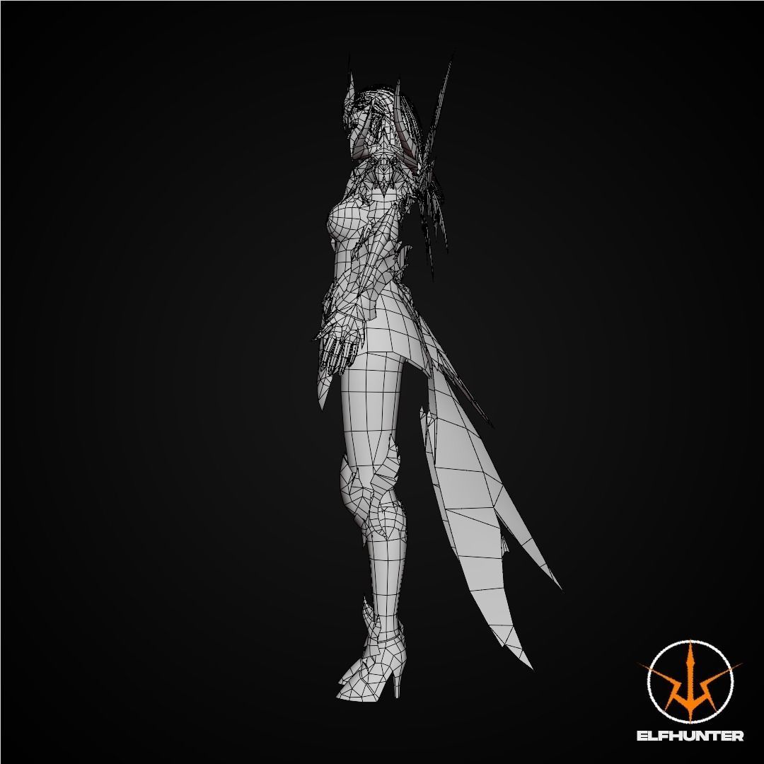 EXCLUSIVE ELF HUNTER EDITION RIGGED CHARACTER ELF DRACONIC Low-poly 3D model_13