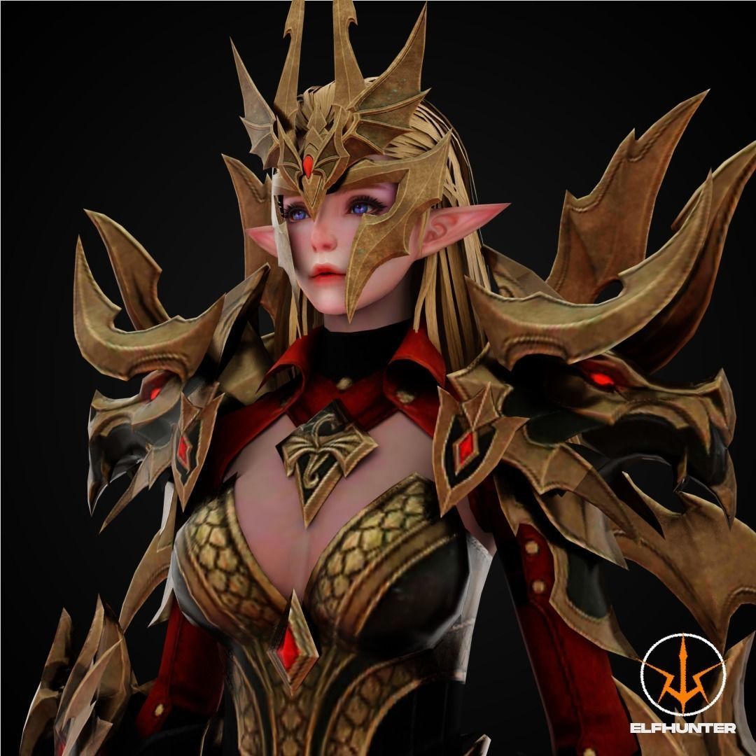 EXCLUSIVE ELF HUNTER EDITION RIGGED CHARACTER ELF DRACONIC Low-poly 3D model_1