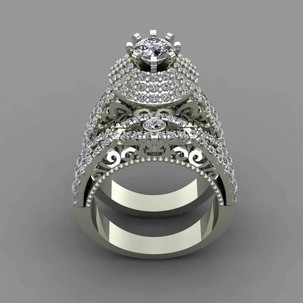 Diamond Ring For Women 3d Print Model 3D print model_4