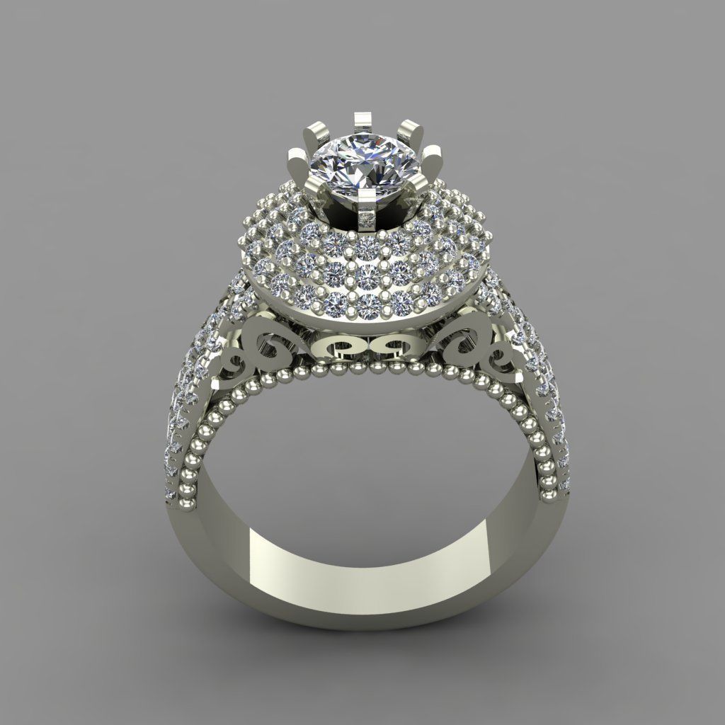 Diamond Ring For Women 3d Print Model 3D print model_5