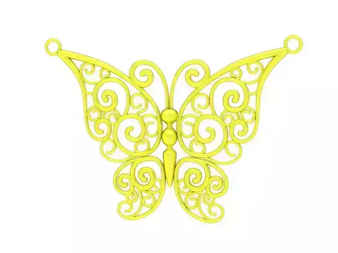 6627 24k butterfly pendant