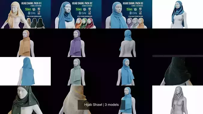Hijab Shawl 3D Model Collection