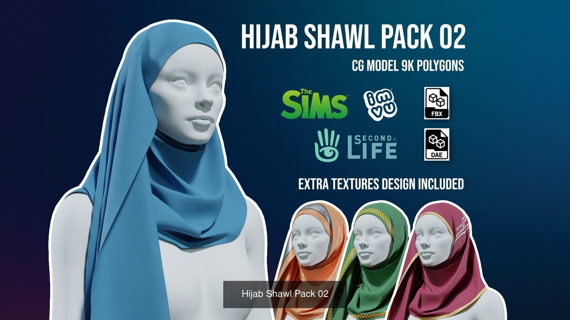 Hijab Shawl 3D Model Collection_3