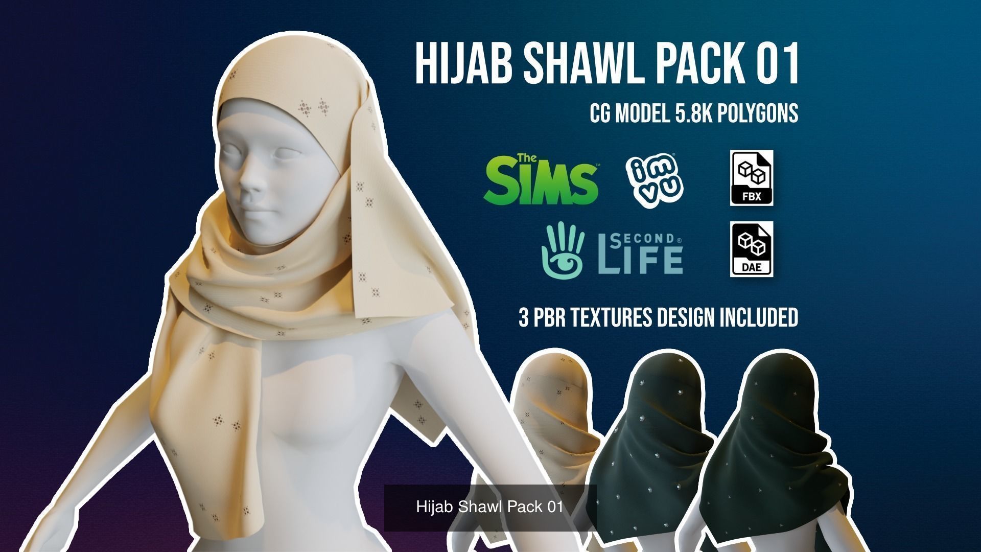 Hijab Shawl 3D Model Collection_2
