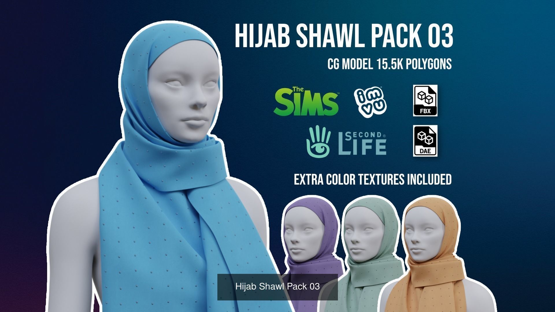 Hijab Shawl 3D Model Collection_4