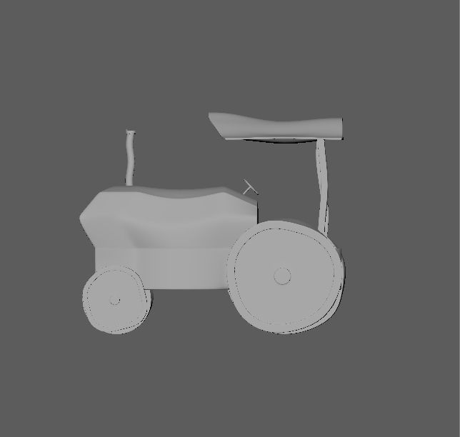 Toy Tractor Low-poly 3D model_1