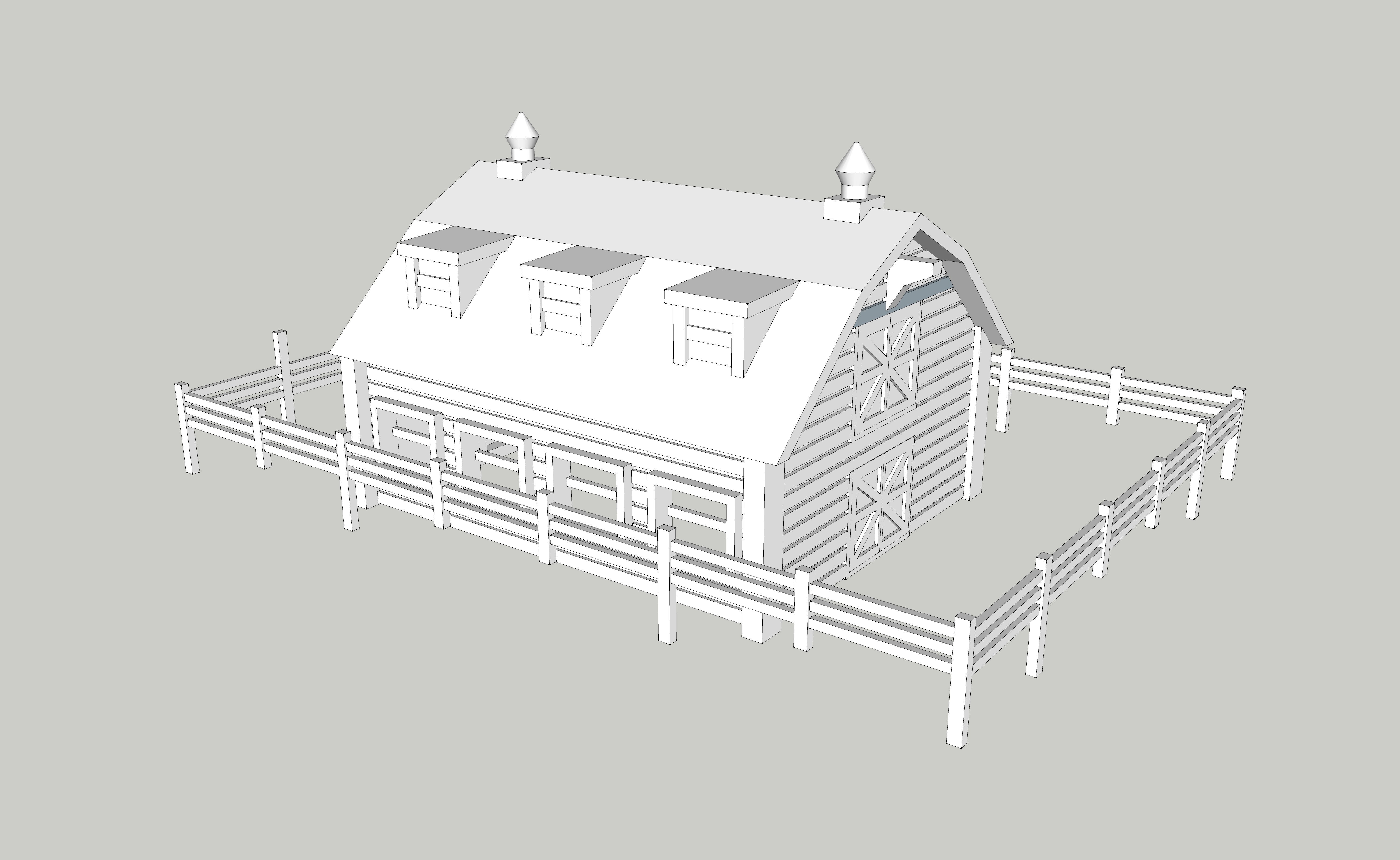 Countryside Barn with Fence by Outland Models Low-poly 3D model_1